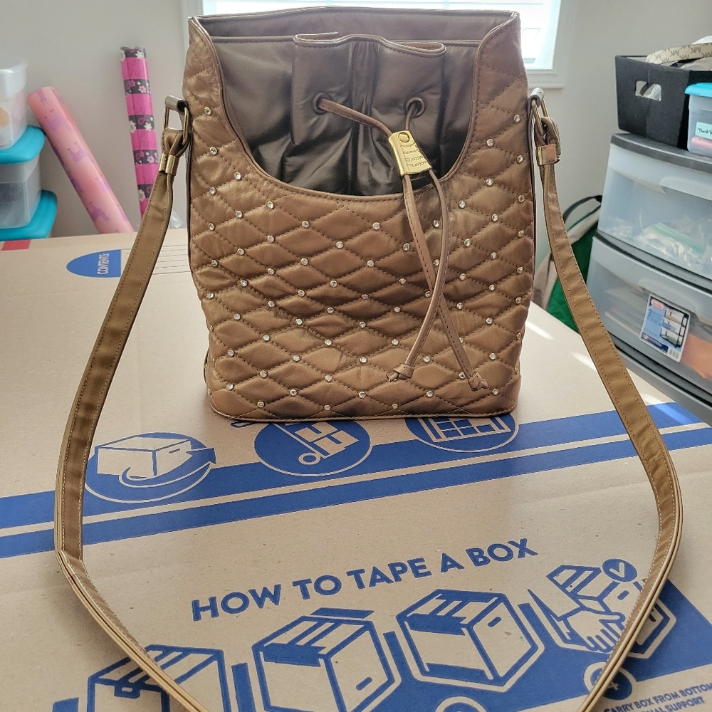 Dawli Leather Purse with Jewel Accents